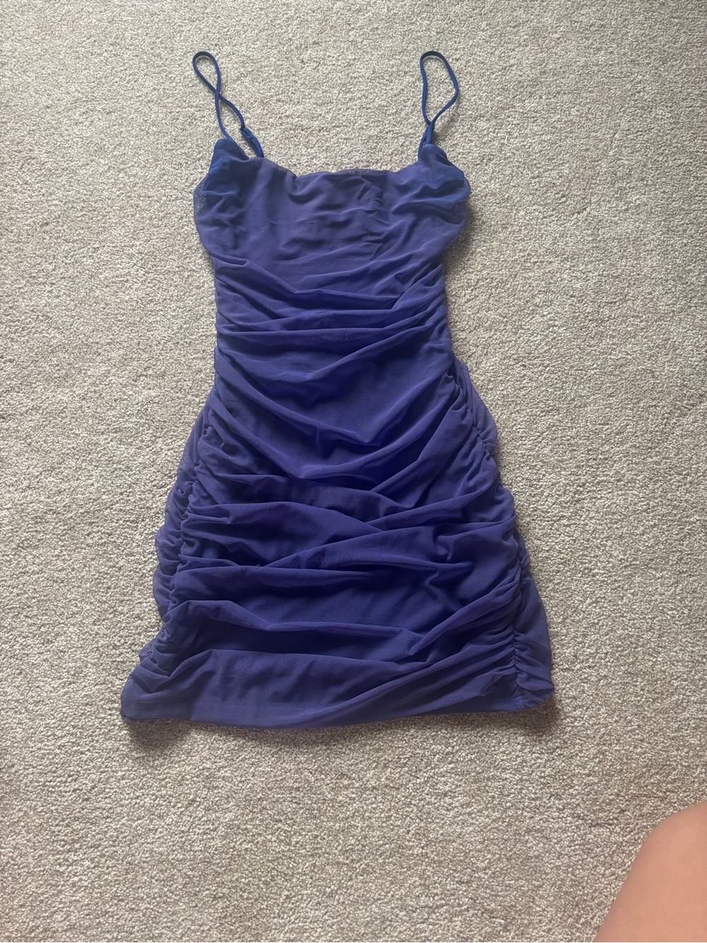 Lucy in the Sky Royal Blue Ruched Spaghetti Strap Mini Dress